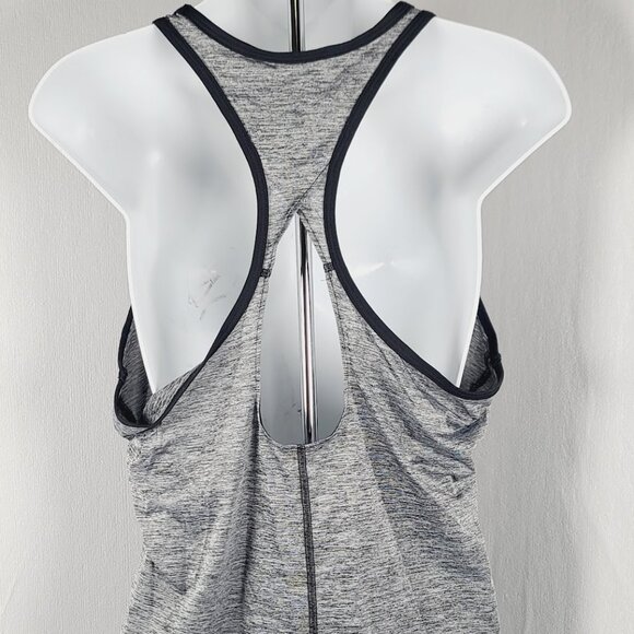 adidas Women's Grey Black Silver Keyhole Activewear Racerback Tank Top Size L - Picture 6 of 9